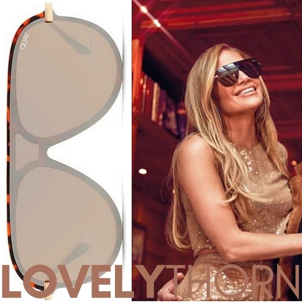 QUAY // ltd ed jlo collab tortoise brow bar reflective lens aviator shields